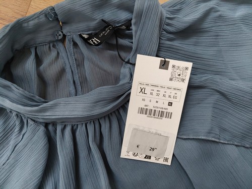 Blau Rüschen Bluse von Zara, Gr. XL (NEU) - Bild 5 von 6