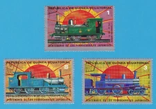 1972 TRAIN STAMPS JAPANESE RAILWAY LOCOMOTIVE ENGINES 3 SINGLES CTO GUINEA