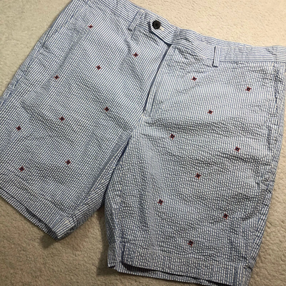 Brooks Brothers Seersucker Shorts Mens 38 Blue White Stripe - Image 2 of 4