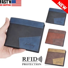 Men RFID Leather Bifold Wallet Credit Card Holder with ID Window Zip Coin Pocket