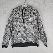 Nike NSW Sports Essentials AOP Fleece Hoodie Black DM6911-010 Men’s Large
