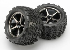 Traxxas 1/16 E-Revo Mounted Talon Tires on Gemini Black Chrome Wheels - 7174A