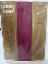 Vintage Hanes 100 Nylon Stockings Pantyhose Sheer Opaque Raspberry Pink OSFM
