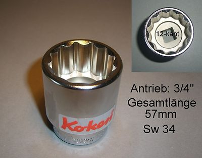 Koken Stecknuss 3/4'' Sw. 34mm Lg. 57mm 12-kant