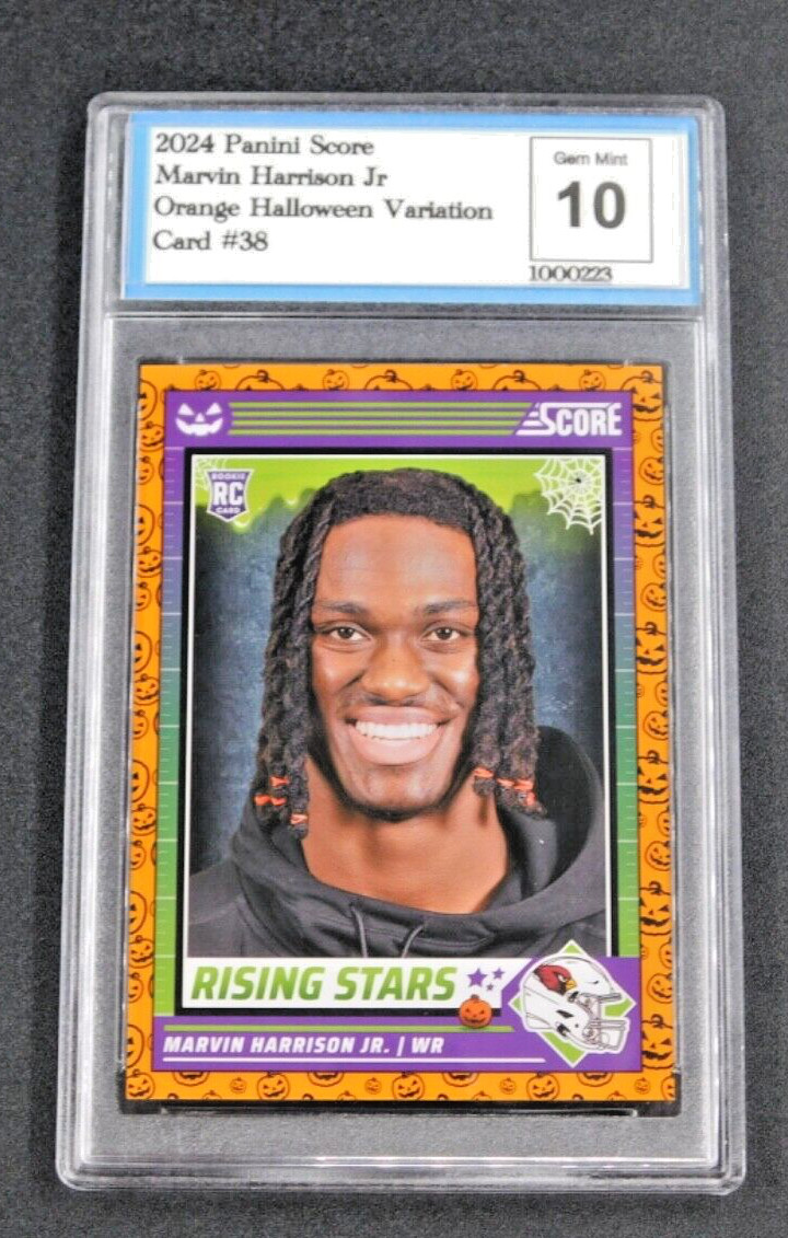 Marvin Harrison Jr 2024 Score A Treat Card 38 Orange RC Graded GEM MINT 10