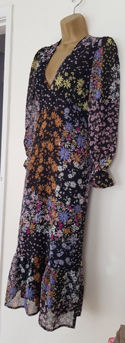 NEW MATERNITY DRESS SIZE 8 3/4 SLEEVE BLACK FLORAL SUMMER WEDDING OPEN BACK - Picture 9 of 12
