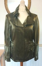 Jacket Gold Metalic Hilary Radley New York Ruffle High Neck Size 10 12