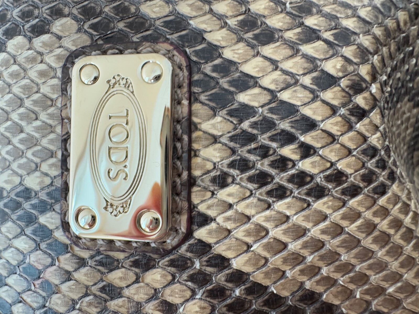 TOD'S HANDBAG VINTAGE 2000 LADY PURSE BAG SNAKE EXOTIC LEATHER RL PYTHON NEW OLD image 2