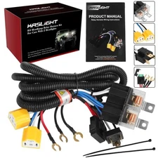 Kaslight 1Set 2 Headlight Wiring Harness H4 Relay Harness H6054 Led He