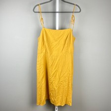 Old Navy Fit & Flare Tie Strap Mini Dress Womens XXL Gold Linen Blend Smocked