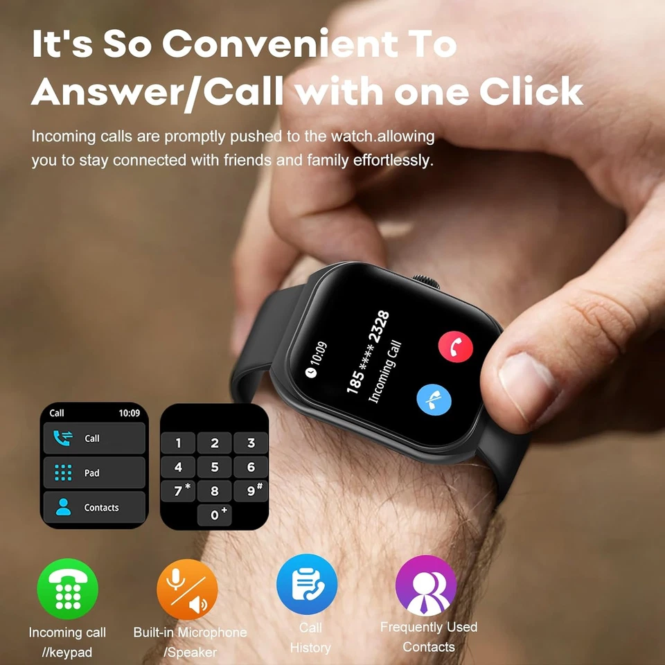 Smart Watch for Men Women 2.01" Curved Display Bluetooth Calling 100+ Sport Mode - Image 4 of 4