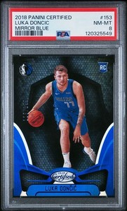 Luka Doncic Rookie 2018-19 Panini Certified Mirror Blue /199 PSA 8 Lakers