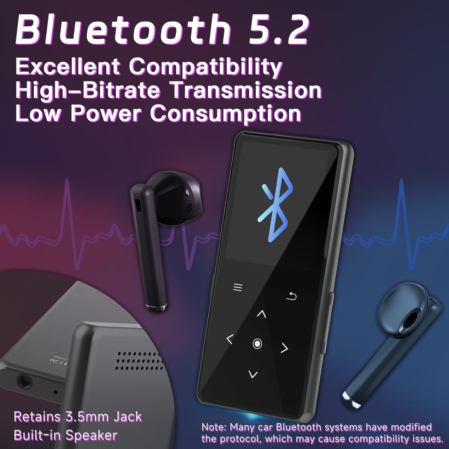 128GB MP3 Player with Bluetooth, Portable Music Player with Built-in Speaker,...
