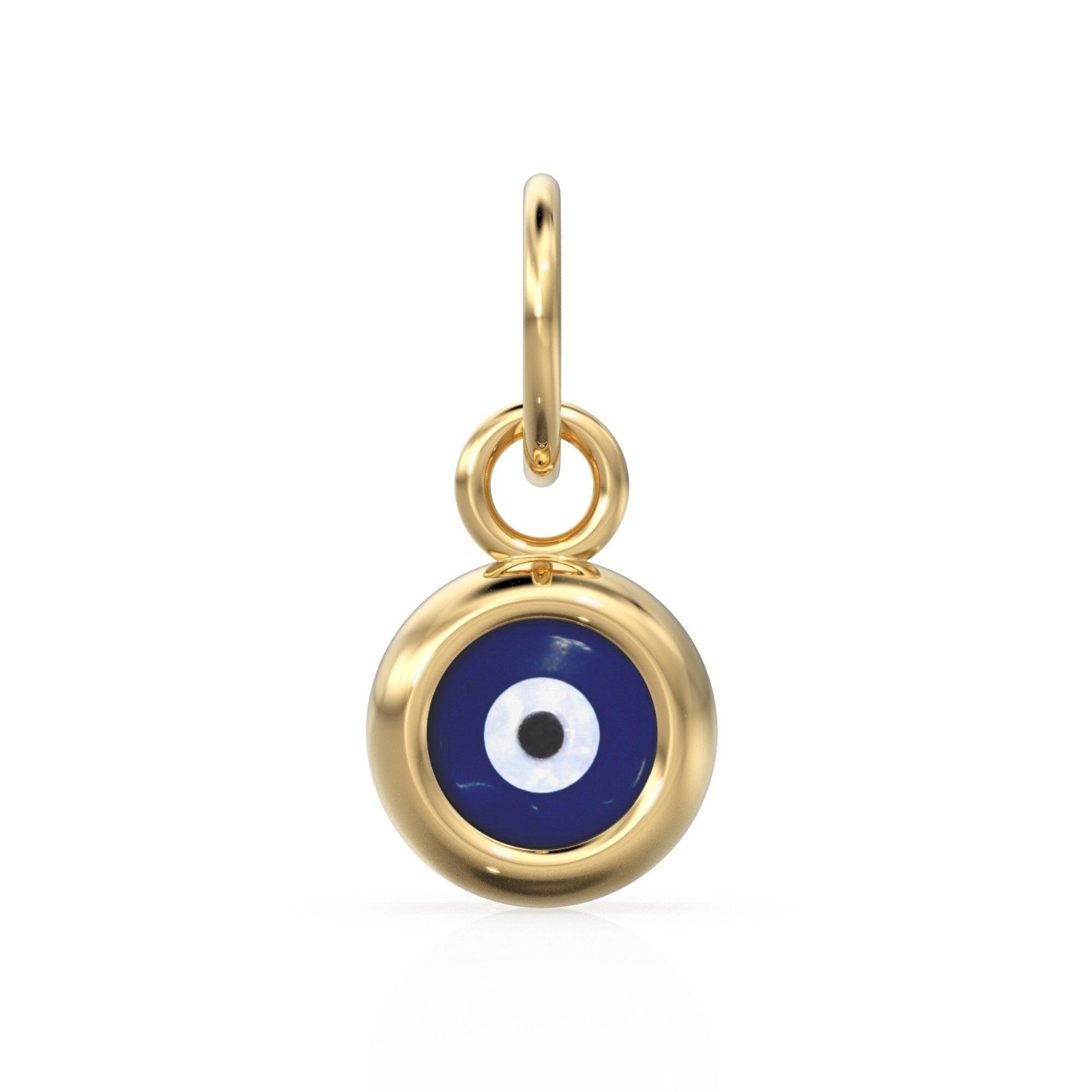 Evil Eye Murano Charm 18k Solid Gold Pendant Enamel Nazar Jewelry