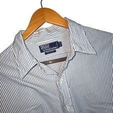 Polo Ralph Lauren XL Men s Button Down Shirt Blue White Stripe 17.5 36 Cotton
