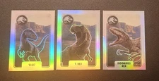 JURASSIC WORLD CARD SET OF 3 T-REX INDOMINUS REX BLUE 