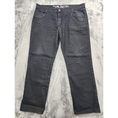Ecko 72+Unlimited Jeans Mens W42/L32 Blue Dark Wash Slim Straight Denim Hip Hop