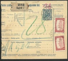 HUNGARY 1917 Parcel card ex ZAGREB.........................................66440