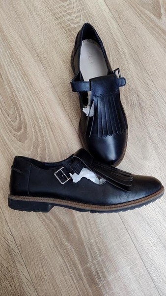 Women Clarks Heels Black Leather 38 #1P41