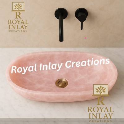 Soothing  Rose Quartz Stone Sink Bowl  Smooth Textured Luxury  Sink 24''x18''