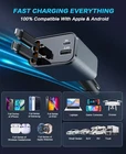 4 in 1 Retractable Car Charger Fast Car Phone Charger 120W With USB Type C Cable