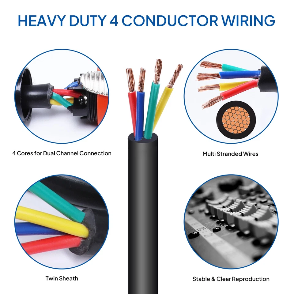 3 Feet Speakon Cable 4 Conductor SpeakOn to SpeakOn Male Wire Blue Orange Cables - Image 4 of 4