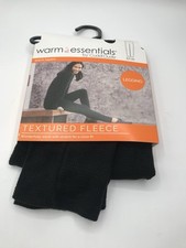 Warm Essentials by Cuddl Duds Textured Fleece Leggings Small Black Warm Layers