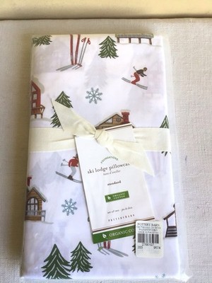 New Pottery Barn Ski Lodge Christmas Standard Rectangle Cotton Pillowcase Set