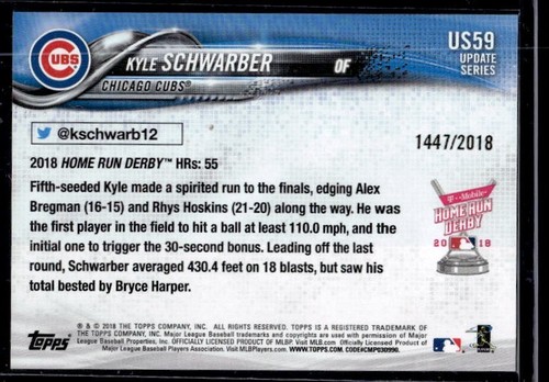 2018 Topps Update Series GOLD #US59 Kyle Schwarber 1447/2018 Cubs Home Run Derby - Picture 2 of 2