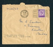 GB QEII Harrow 1959, Correct Addressing What A Blessing Saves Us Guessing. #C26