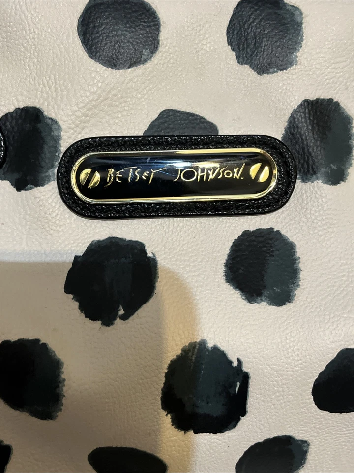 Betsey Johnson 女式白色黑色圆点挎包/顶部提手包 — 第 2/4 张图片