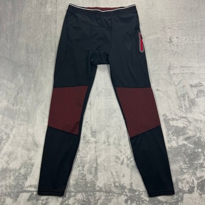 SPYDER Compression Legging Pants Mens Medium Black Red ProWeb Performance Gym