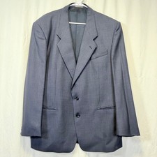 Yves Saint Laurent Blazer Mens 46L Blue Good Worsted Wool Monte Carlo Plaid