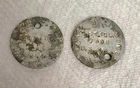 Set of 2 WW1 Era US MILITARY DOG TAGS. Round. Aluminum. Named E. R. Simmons.
