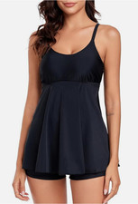 Flyily Women's Two Piece Swimsuit Swim Set Tankini & Shorts BLACK