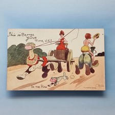 Comic Postcard C1910 Prehistoric Dinosaur Cart Glamour Lady G M Payne