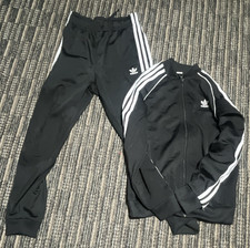 Image of adidas Men’s Black/White 3-Stripes 2pc Tracksuit Full Zip Polyester L