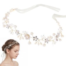 Girls Pearl Wedding Communion Headband Flower Girl Hair Accessory