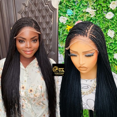 MICRO BOX BRAIDS BRAIDED WIG ON 7*7 LACE CLOSURE 35'' BLACK