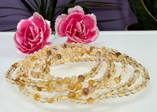 Wholesale 6 Pcs Natural Golden Healer Hematoid 4mm 7.5” Crystal Stretch Bracelet