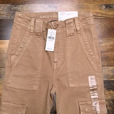 American Eagle Super Hi Rise Jegging Womens 0 Short 25w Tan Cargo New