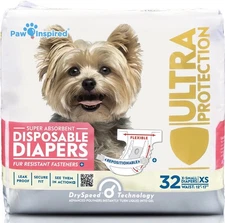 Paw Inspired Dog Diapers Female Disposable Cat & Dogs/Puppy in Heat Size XS