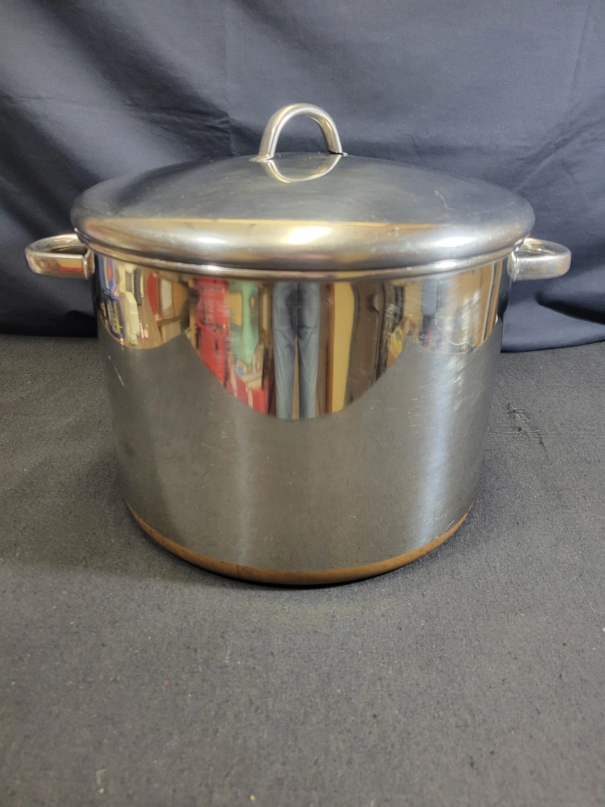 VTG Revere Ware 16 Qt Tall Stock Pot & Lid ~ Copper Bottom Clinton Illinois USA