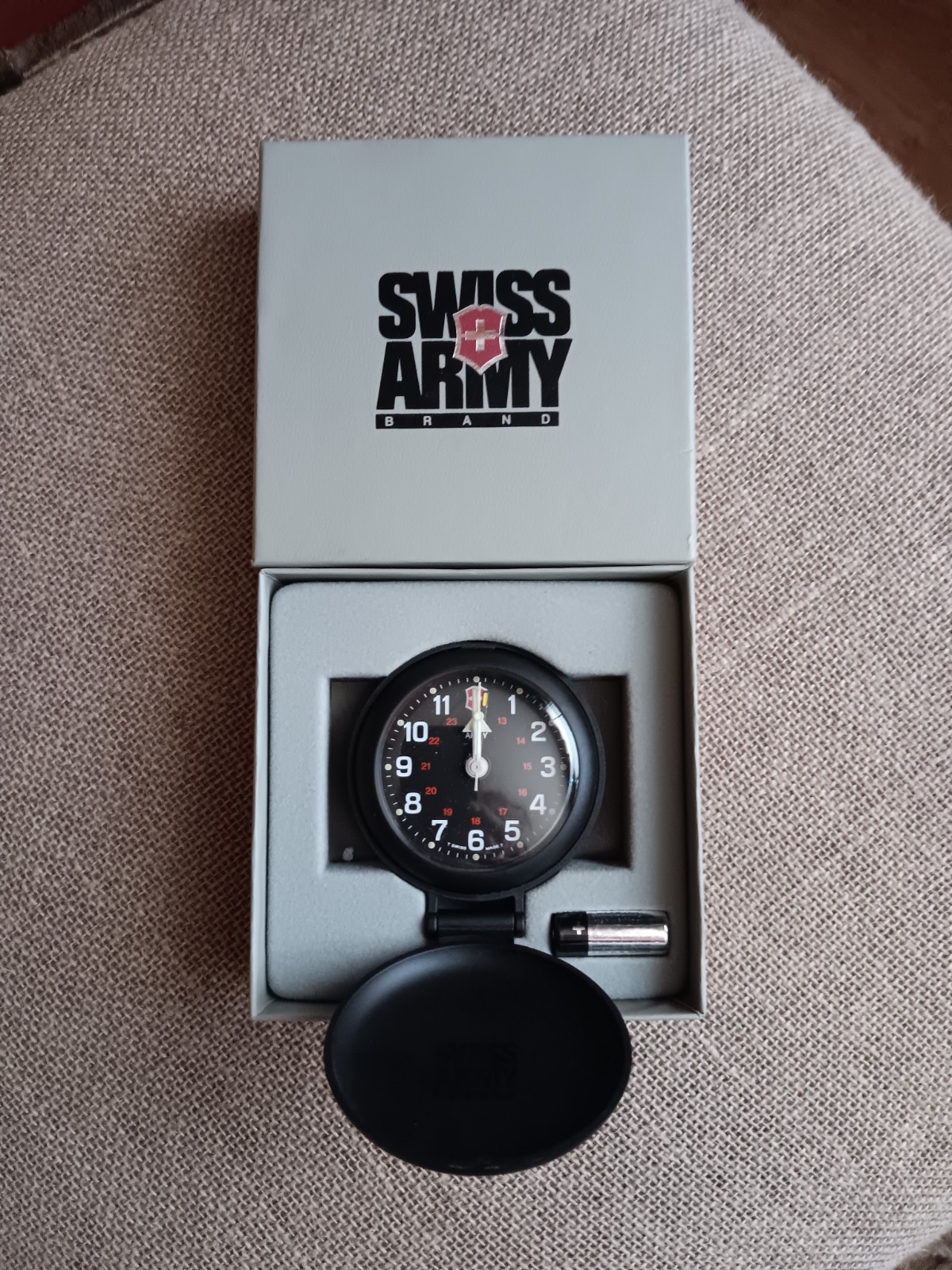 Swiss Army Travel Alarm Clock Dual Time Victorinox w original Box and Manual