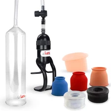 LeLuv Penis Pump EasyOp Zgrip with 3 Sleeves, Black, Clear and Donut Seals