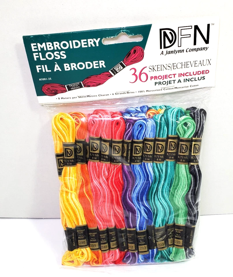 Janlynn DFN Embroidery Floss Pack of 36 Variegated Skeins Cotton 3001-35 NOS - Image 4 of 4