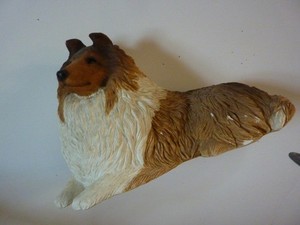1987 Sandicast 162 Sheltie collie Sable Figurine Dog - Sandra Brue Signed