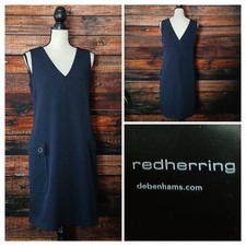 RedHerring 8 Jumper Shift Dress Navy Blue Cargo Pockets Zip Back Lined