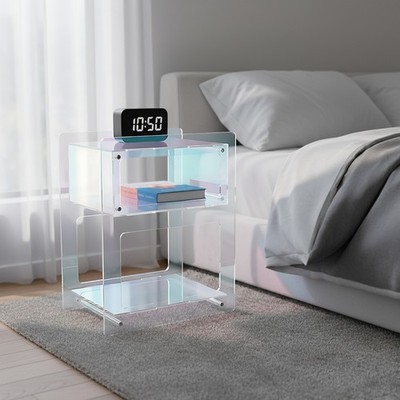 Acrylic Side Table Modern End Table for Living Room Bedroom Accent Furniture
