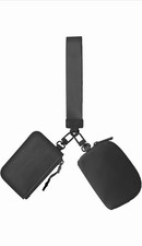 Dual Pouch Wristlet Keychain Wallets for Women with 2 Detachable Zipper Coin